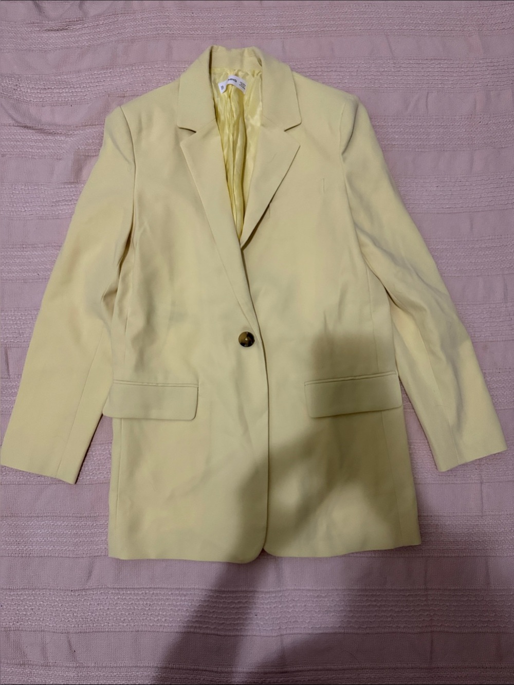 Mango Pale Yellow Single-Button Blazer